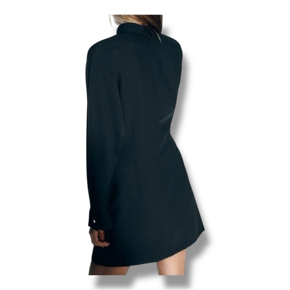 🖤 ZARA Black Choker Neck Long Sleeve Mini Dress – Size L| Sleek & Sexy - Picture 4 of 7